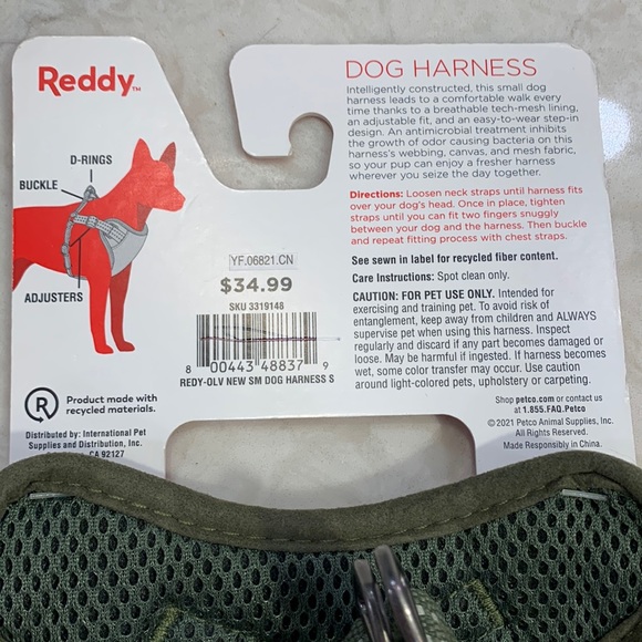 NWT Reddy Small Dog Harness Army Green Sz Small & Medium *BENEFITS ANIMALS* - Picture 5 of 7